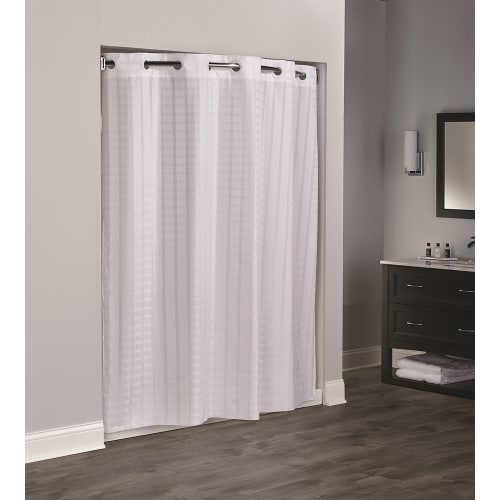 Rideau de douche Litchfield Hookless®, polyester, 71 po x 74 po, blanc